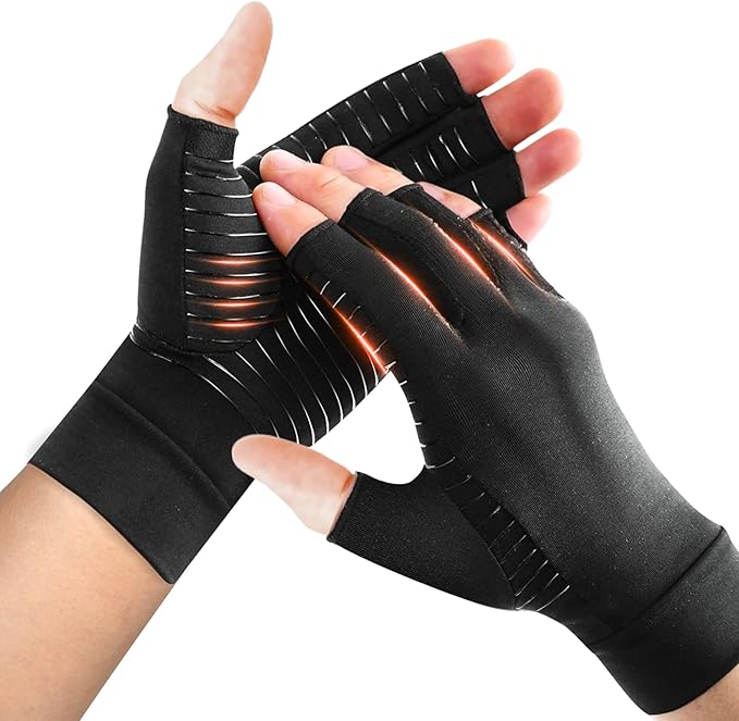 Copper-Infused Fingerless Compression Gloves (1 Pair)