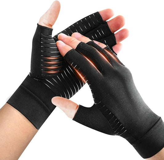 Copper-Infused Fingerless Compression Gloves (1 Pair)