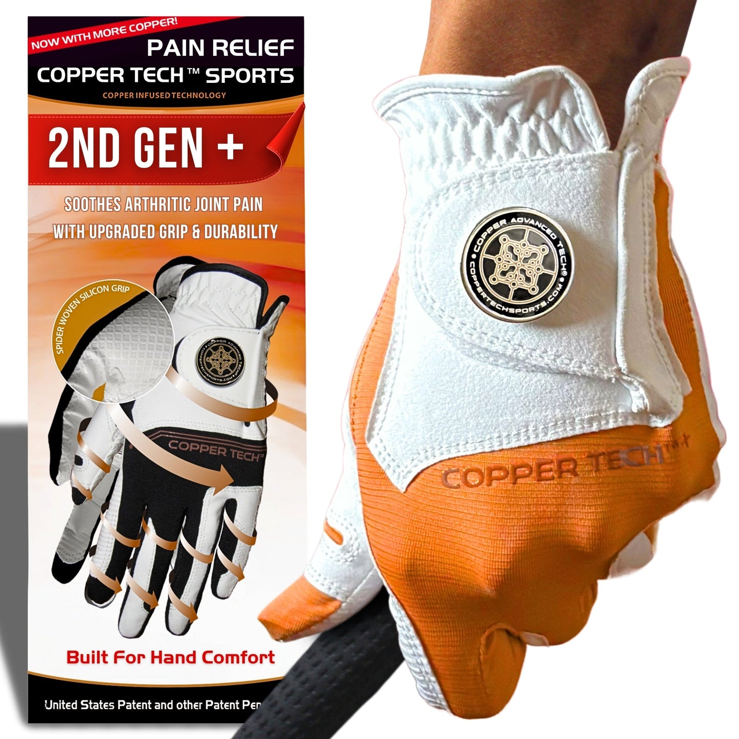 Copper Tech Plus Men's Golf Gloves [Worn on Left Hand]