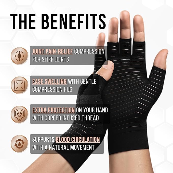 Copper-Infused Fingerless Compression Gloves (1 Pair)