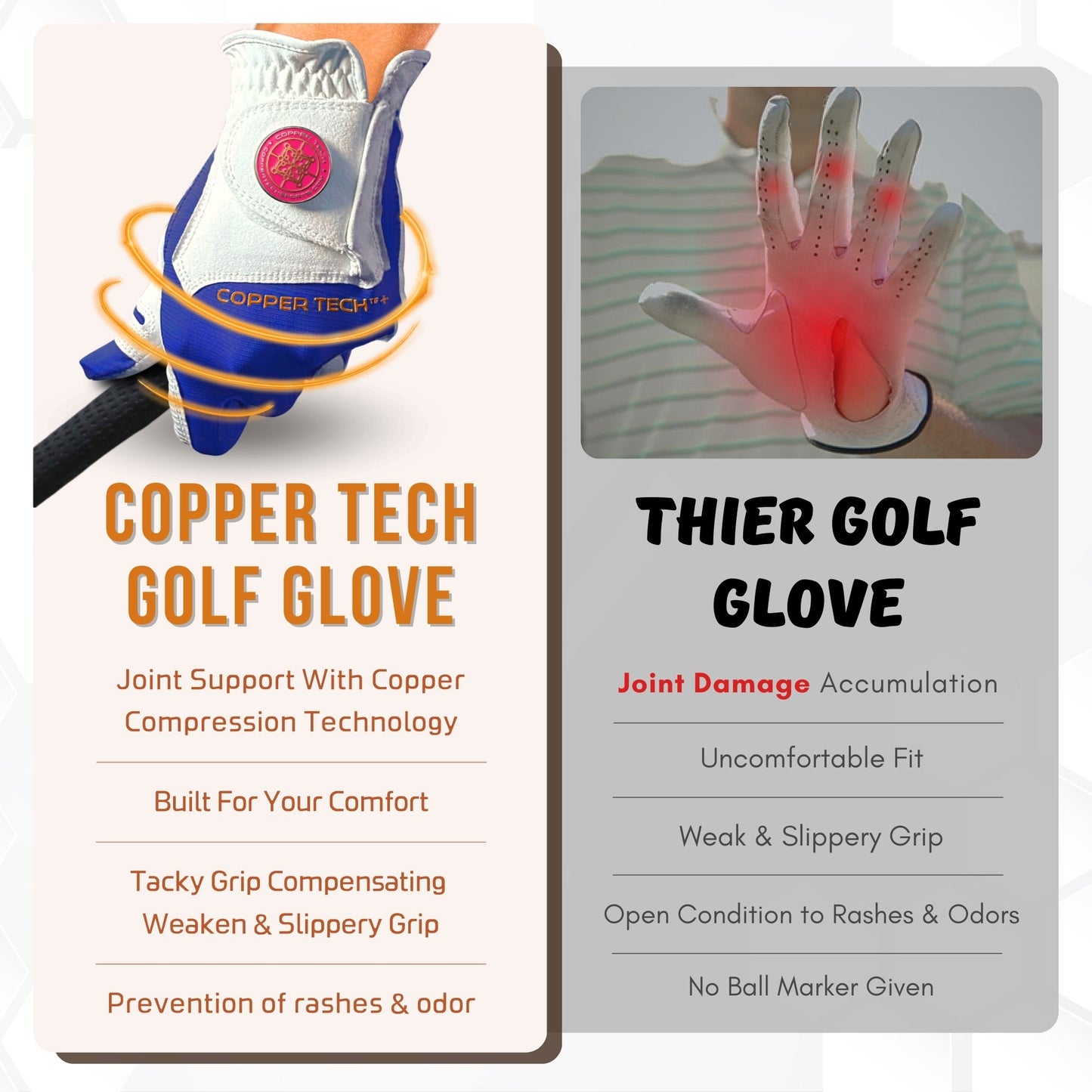 Copper Tech Plus Women's Golf Gloves [Worn on Right Hand]