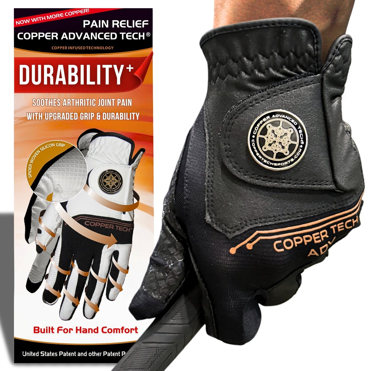 Copper Advanced Tech 2.0 Men's Golf Gloves [Worn on Left Hand]