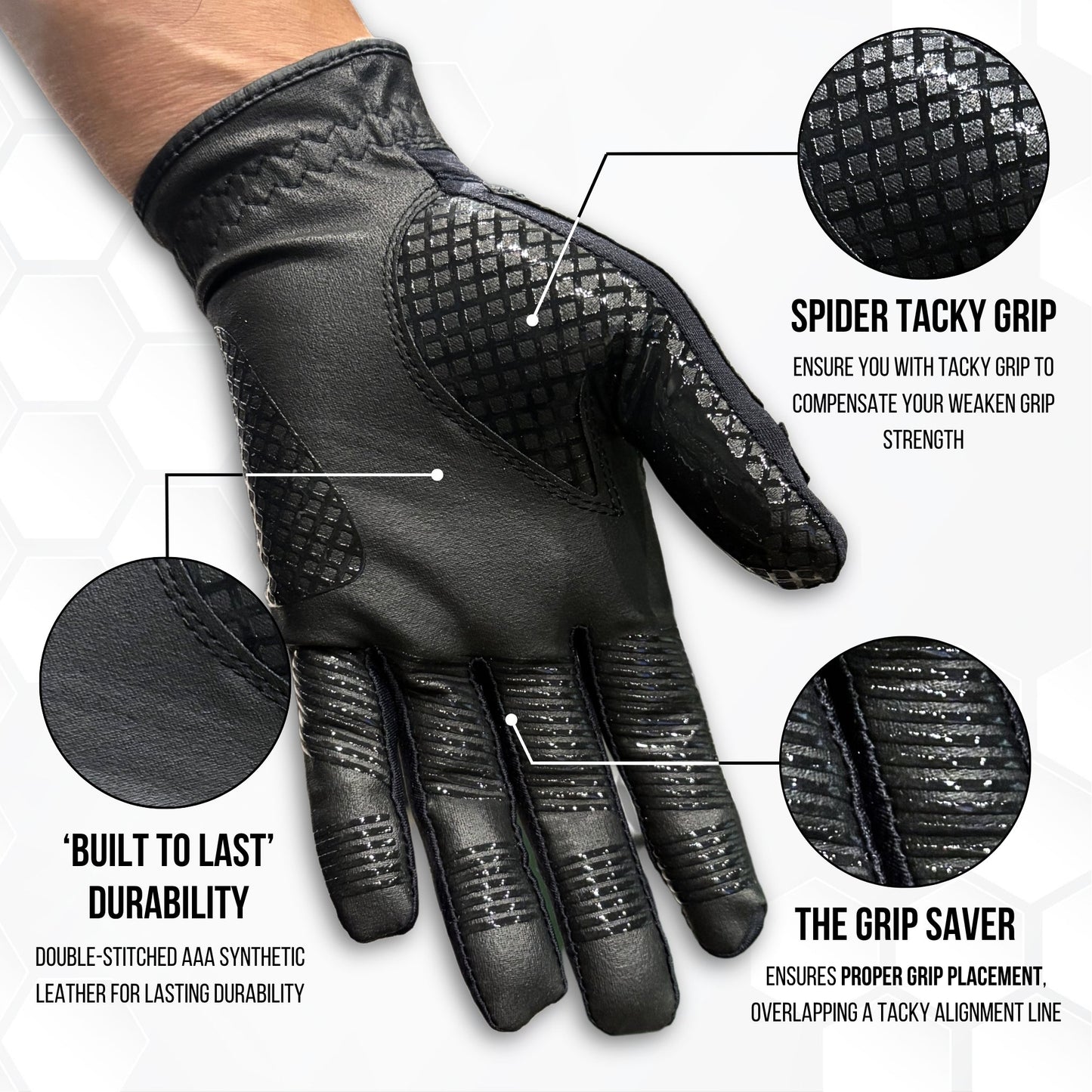 Copper Advanced Tech 2.0 Men's Golf Gloves [Worn on Right Hand]