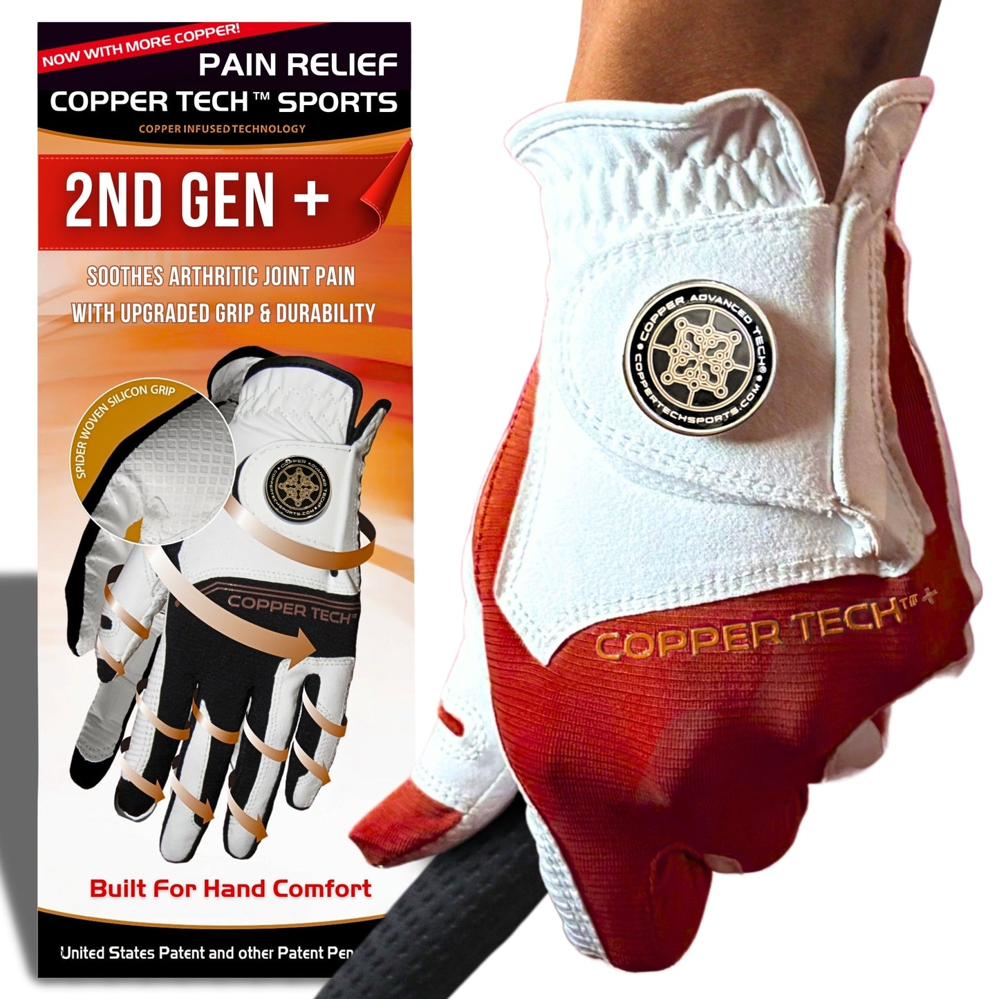 Copper Tech Plus Men's Golf Gloves [Worn on Right Hand]