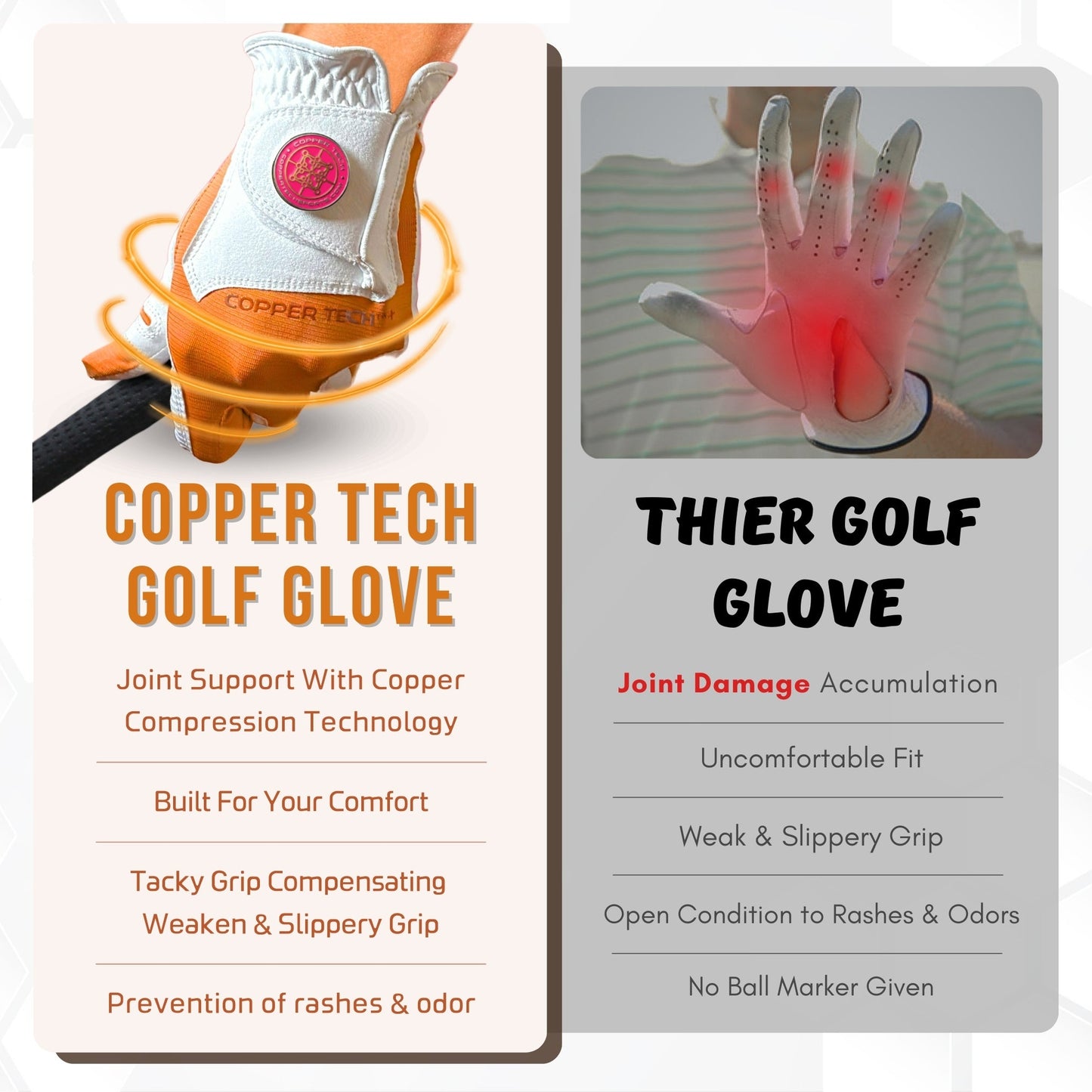 Copper Tech Plus Women's Golf Gloves [Worn on Left Hand]