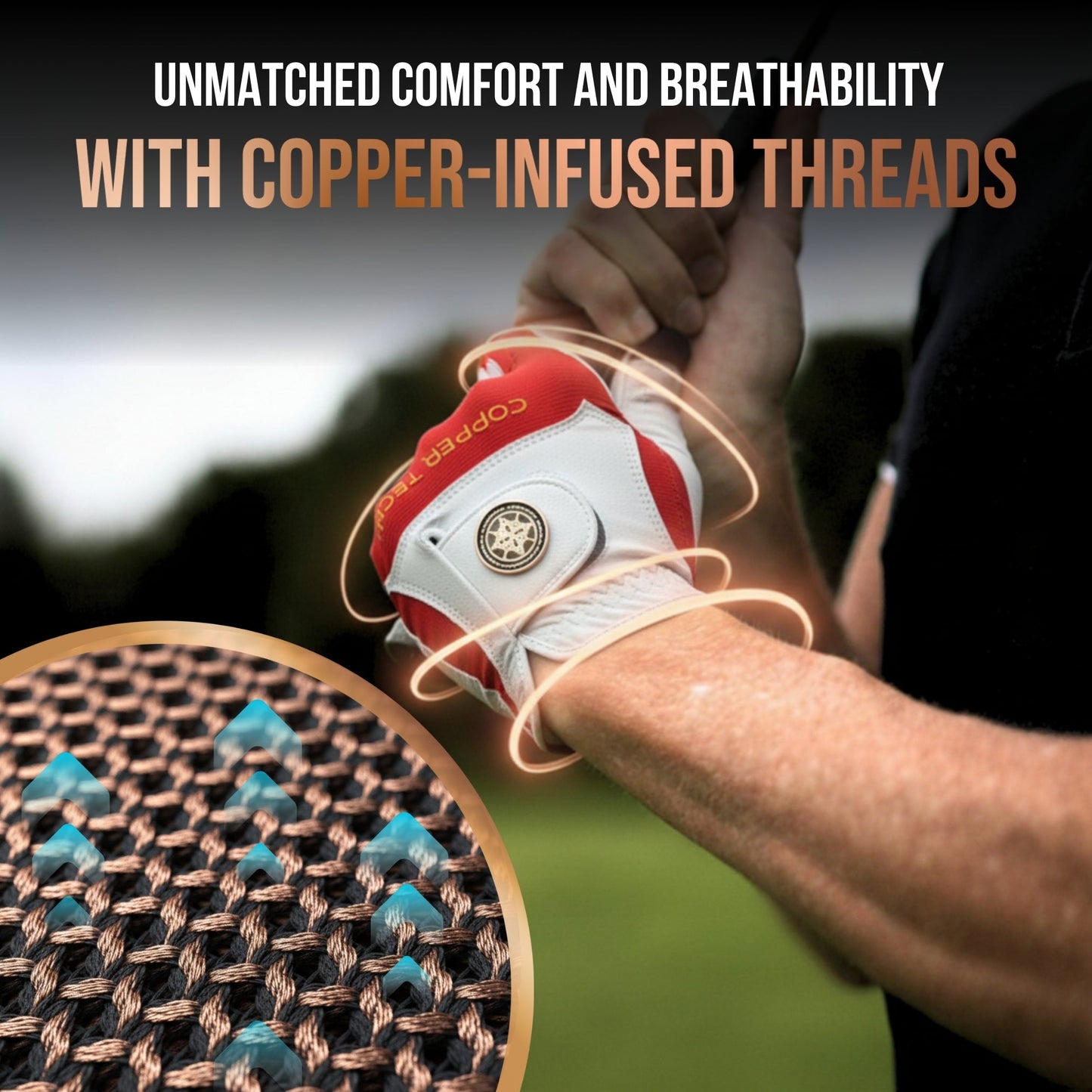 Copper Tech Plus Men's Golf Gloves [Worn on Right Hand]