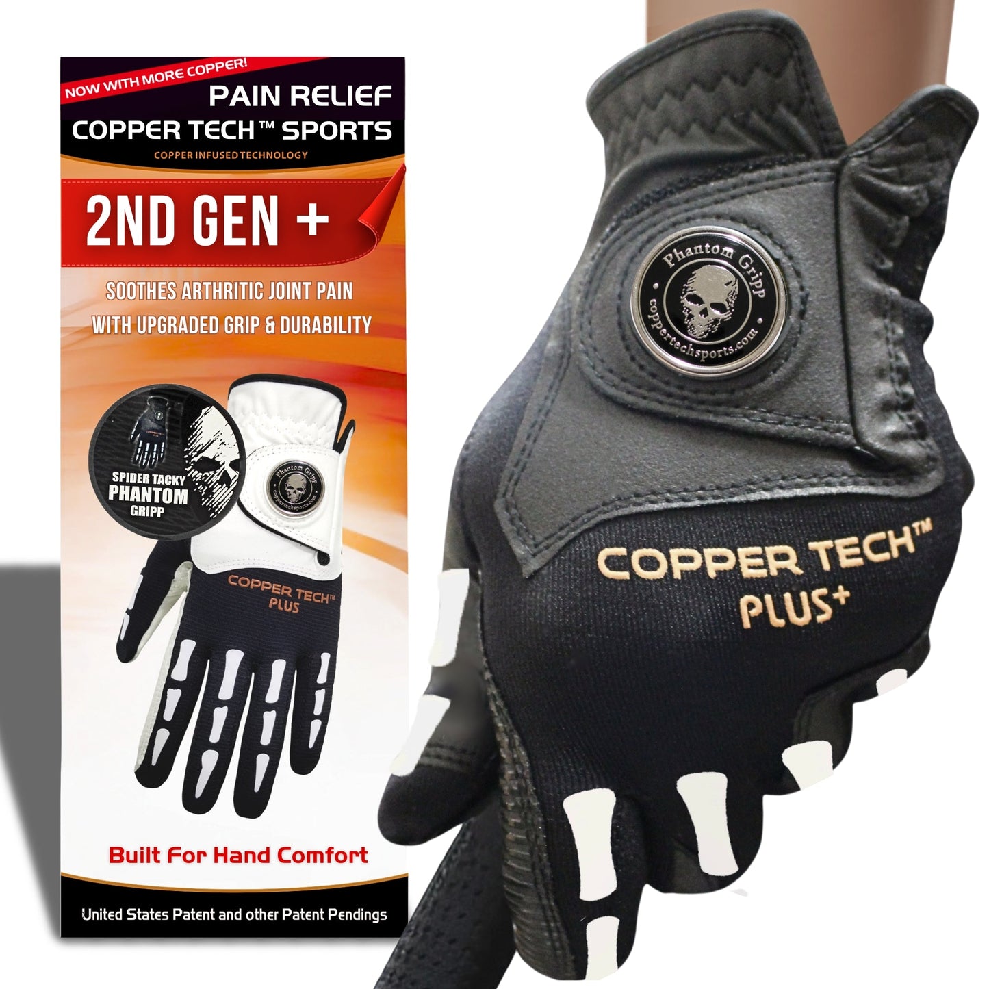 Copper Tech Plus Men's Golf Glove (Phantom Edition) Worn on Left or Right