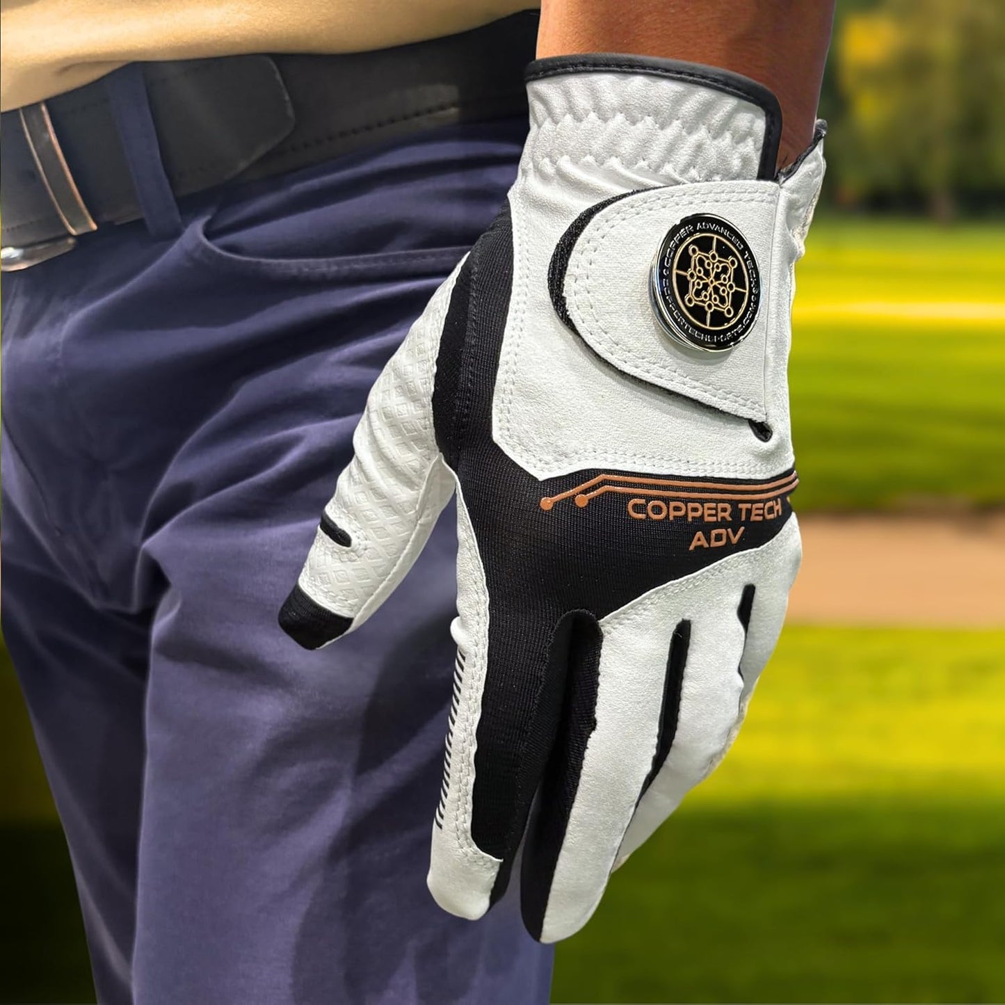 Copper Advanced Tech 2.0 Men's Golf Gloves [Worn on Right Hand]