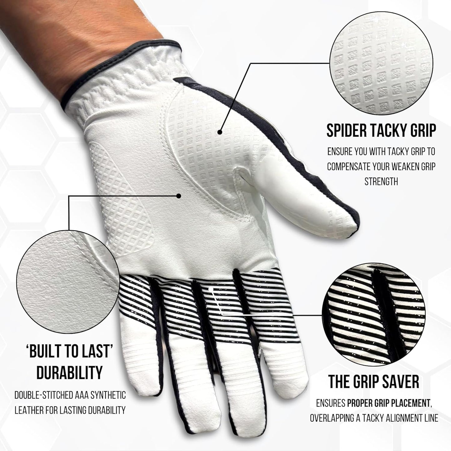 Copper Advanced Tech 2.0 Men's Golf Gloves [Worn on Left Hand]
