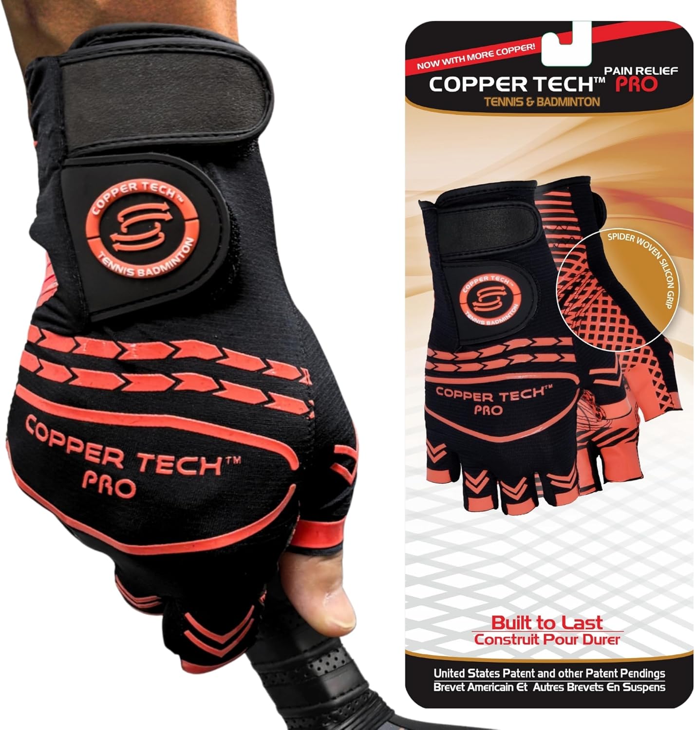Copper Tech Pro Pickleball Gloves for Men & Women | Advanced Joint Support with Copper Compression | Built with AAA Synthetic Leather Tennis, Badminton, & Racquetball Glove