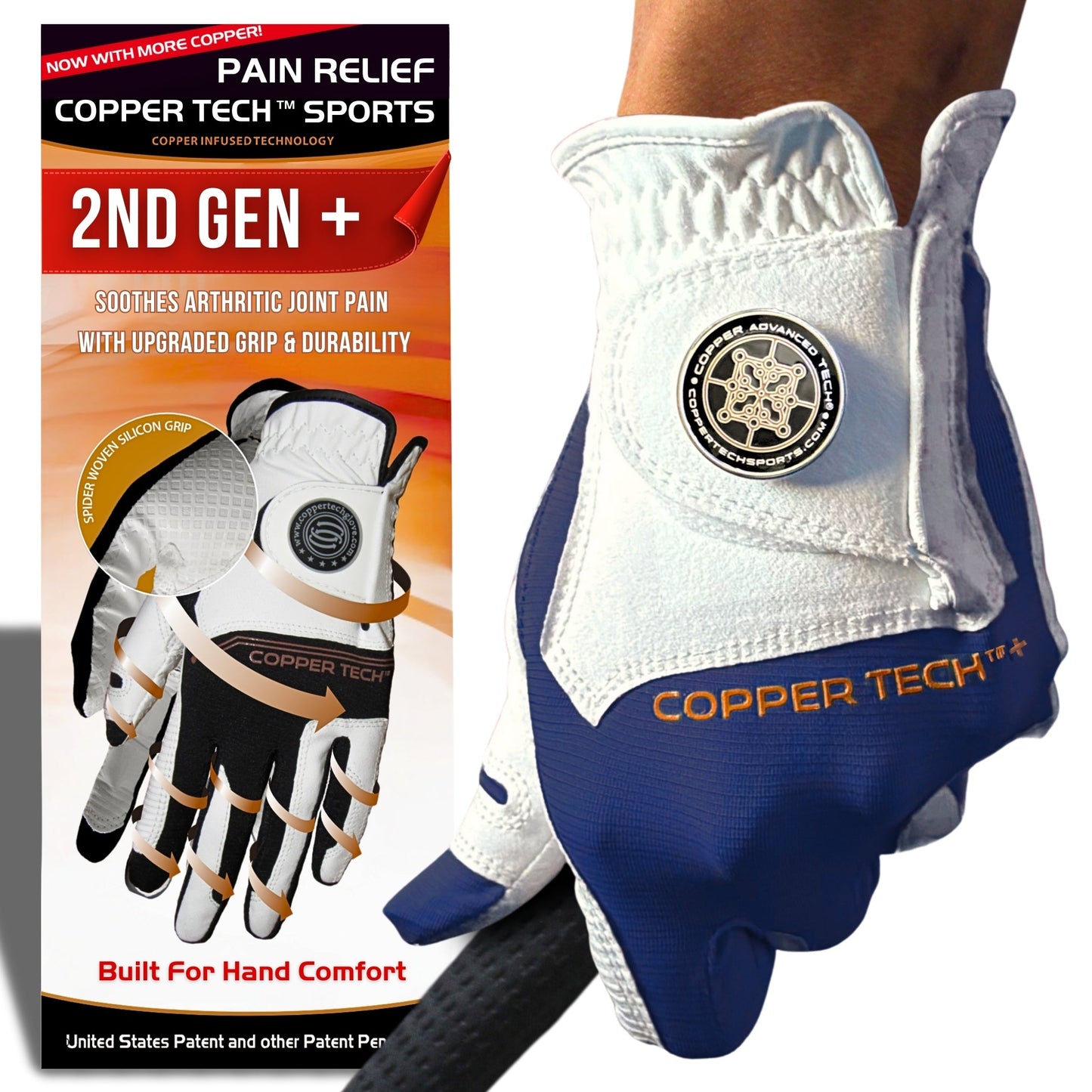 Copper Tech Plus Men's Golf Gloves [Worn on Right Hand]