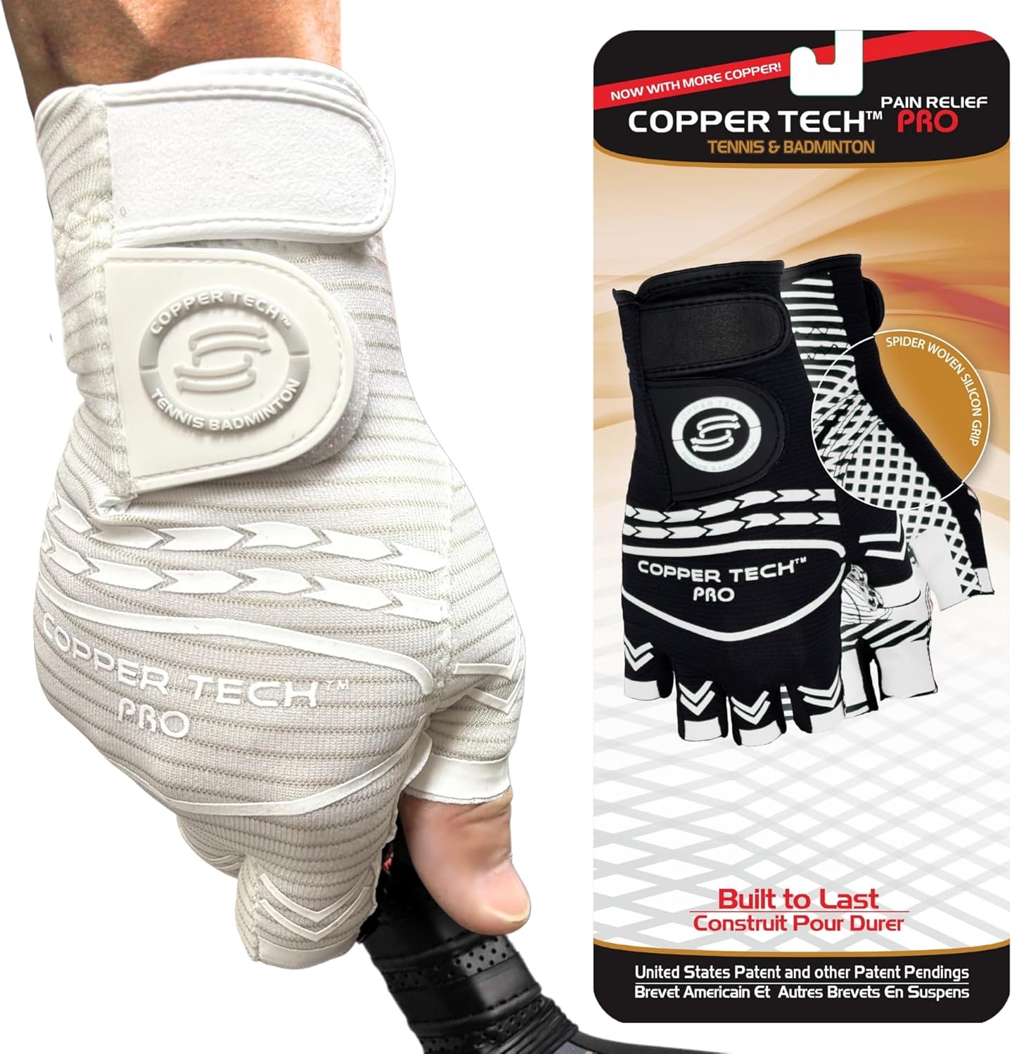 Copper Tech Pro Pickleball Gloves for Men & Women | Advanced Joint Support with Copper Compression | Built with AAA Synthetic Leather Tennis, Badminton, & Racquetball Glove