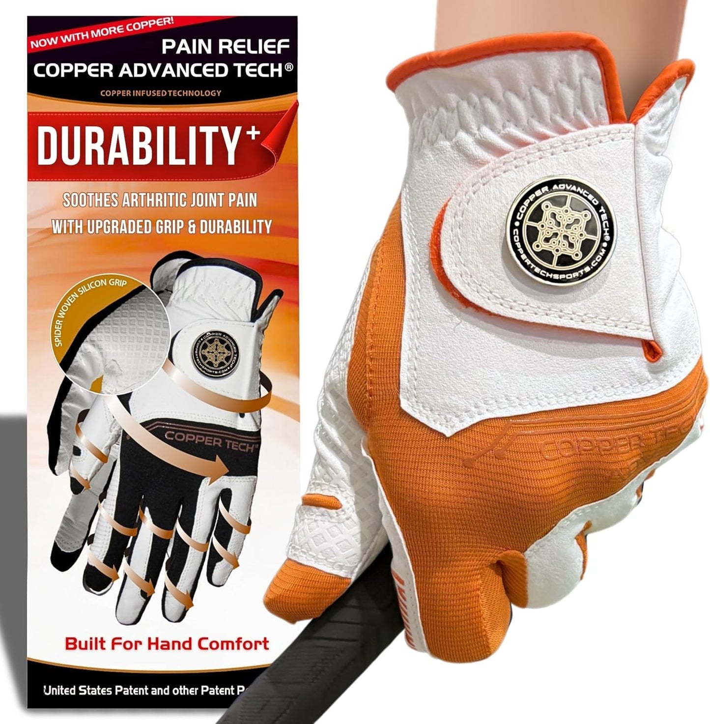 Copper Advanced Tech 2.0 Men's Golf Gloves [Worn on Right Hand]
