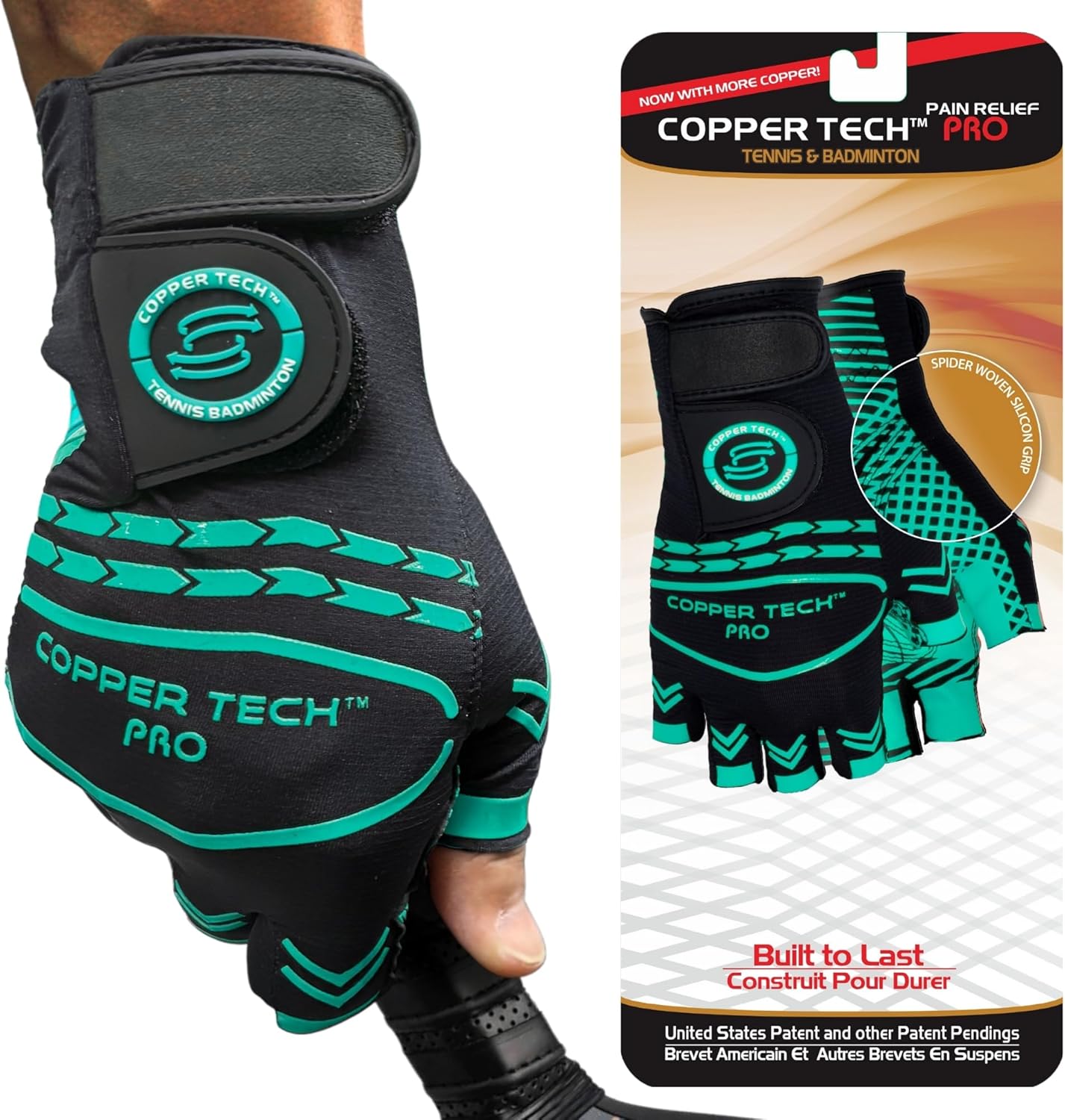 Copper Tech Pro Pickleball Gloves for Men & Women | Advanced Joint Support with Copper Compression | Built with AAA Synthetic Leather Tennis, Badminton, & Racquetball Glove