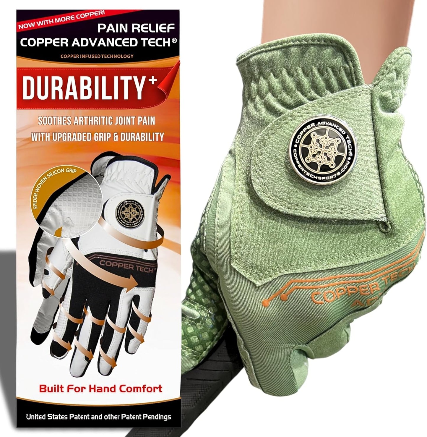 Copper Advanced Tech 2.0 Men's Golf Gloves [Worn on Left Hand]