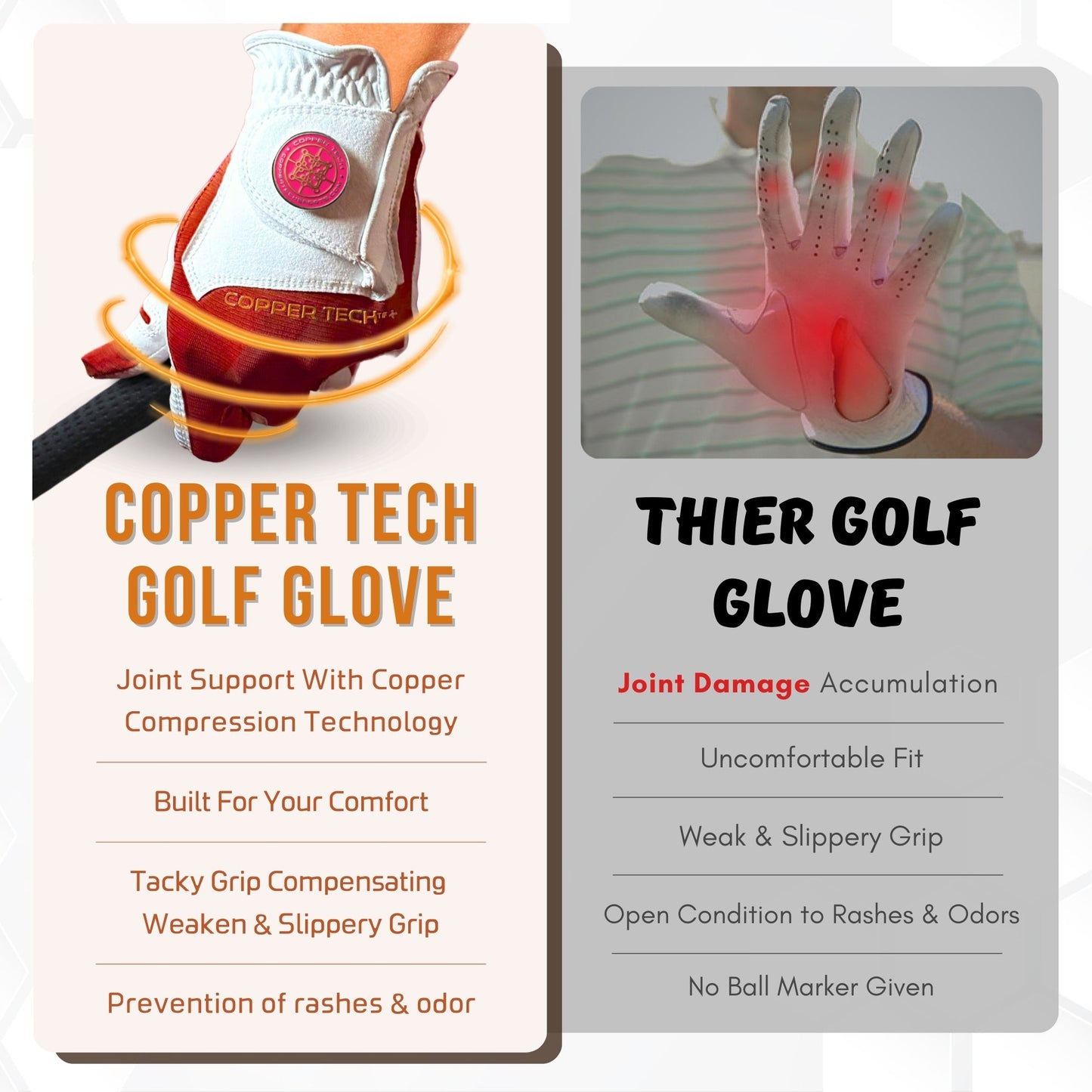 Copper Tech Plus Women's Golf Gloves [Worn on Right Hand]