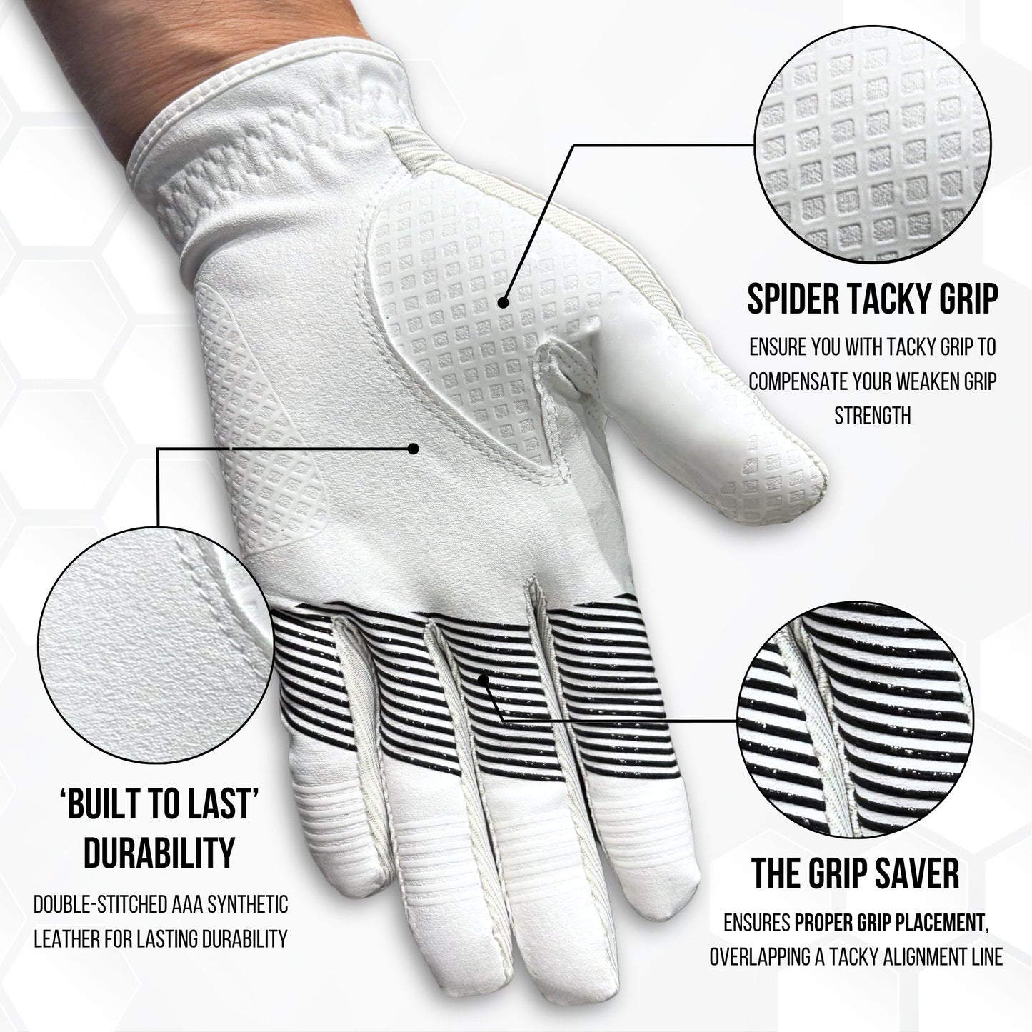 Copper Advanced Tech 2.0 Men's Golf Gloves [Worn on Right Hand]