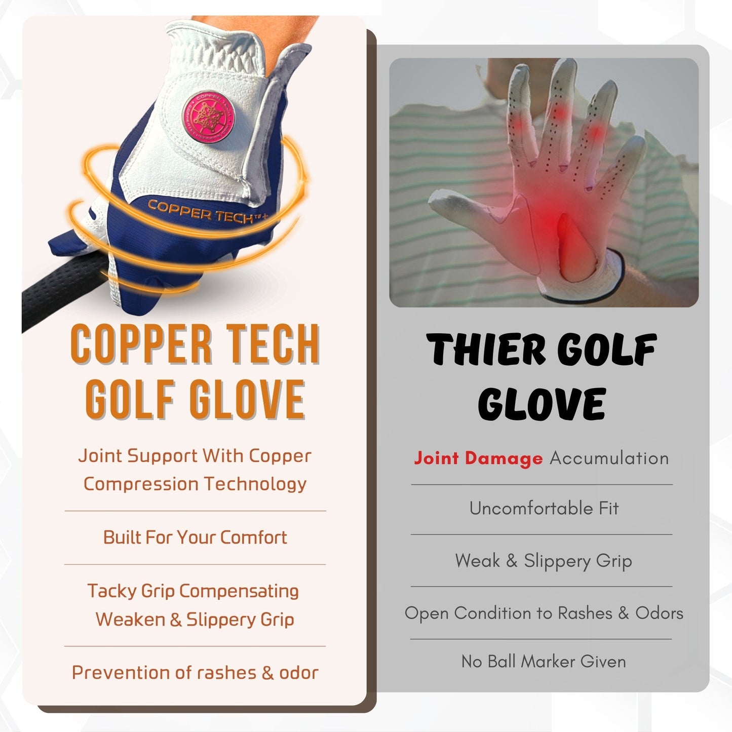 Copper Tech Plus Women's Golf Gloves [Worn on Left Hand]