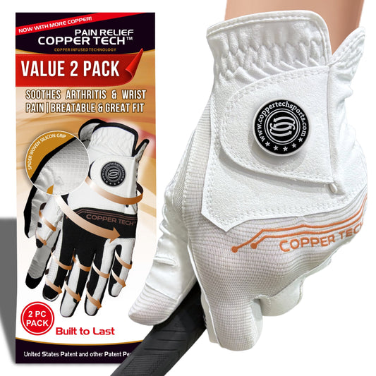 Copper Tech Women's Golf Gloves 2 Pack (White/White)