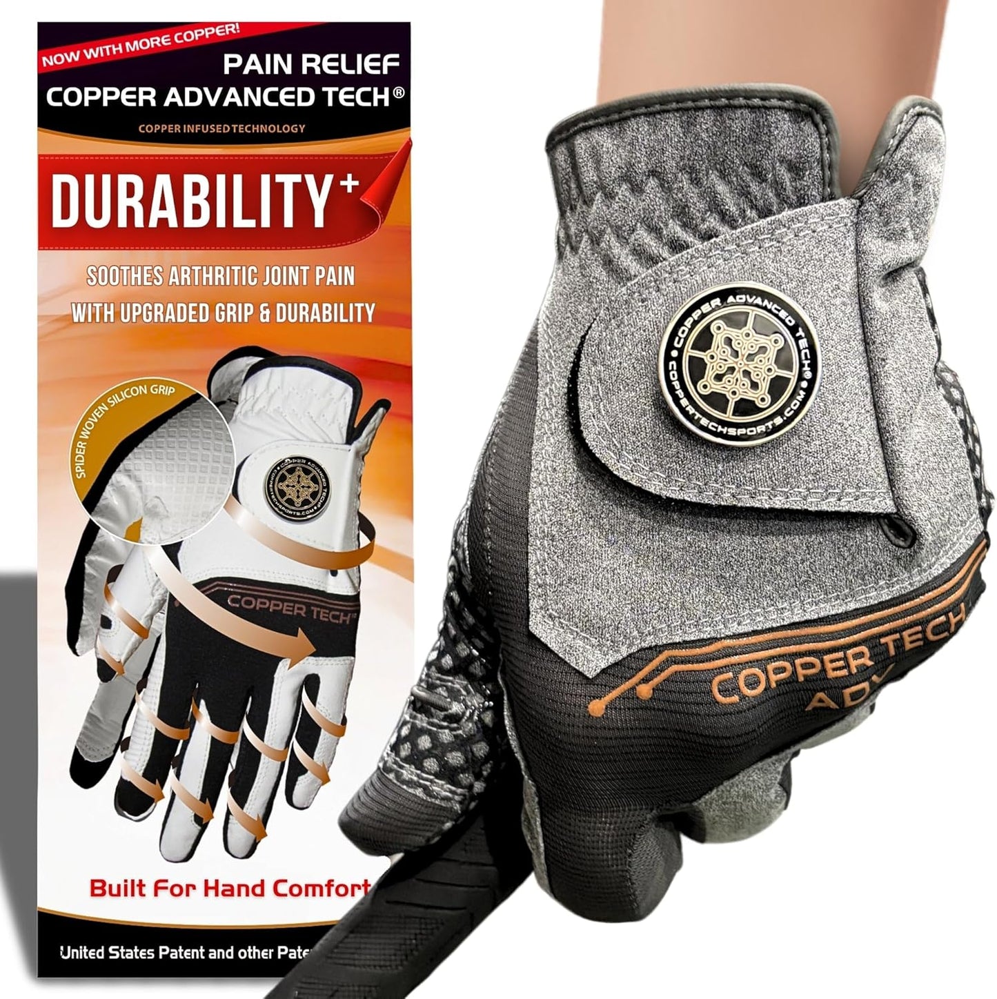 Copper Advanced Tech 2.0 Men's Golf Gloves [Worn on Left Hand]