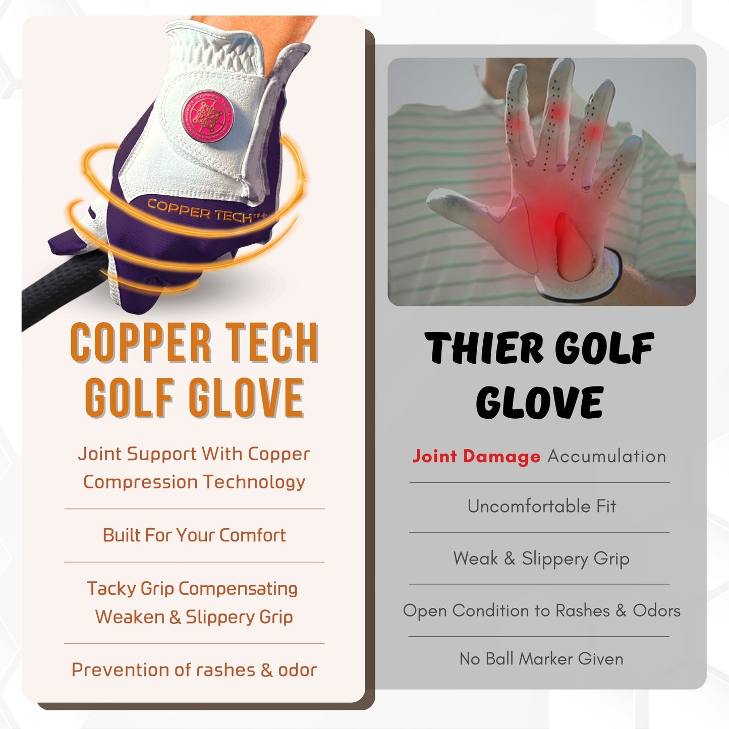 Copper Tech Plus Women's Golf Gloves [Worn on Left Hand]