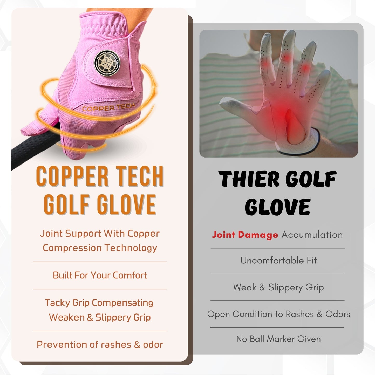 Copper Tech Plus Women's Golf Gloves [Worn on Left Hand]