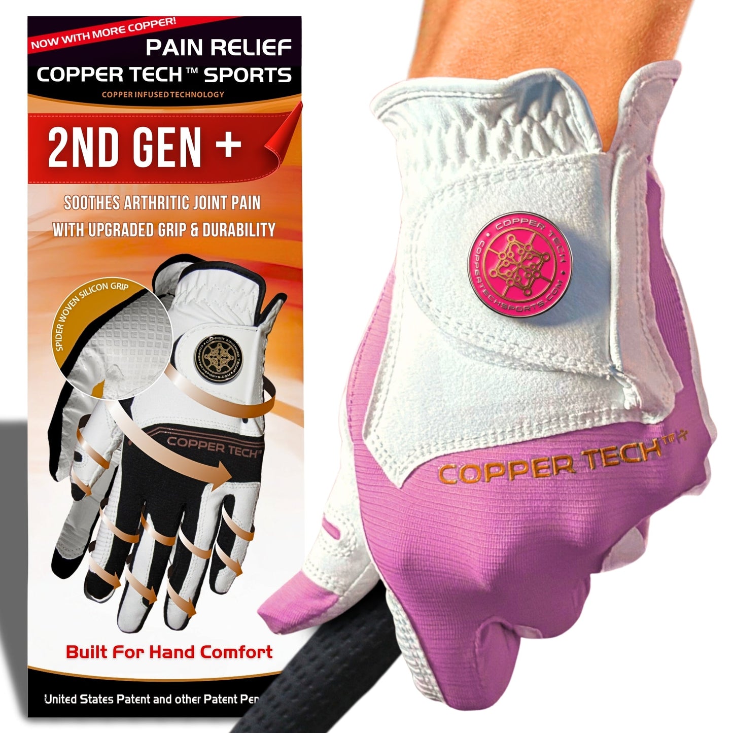 Copper Tech Plus Women's Golf Gloves [Worn on Right Hand]
