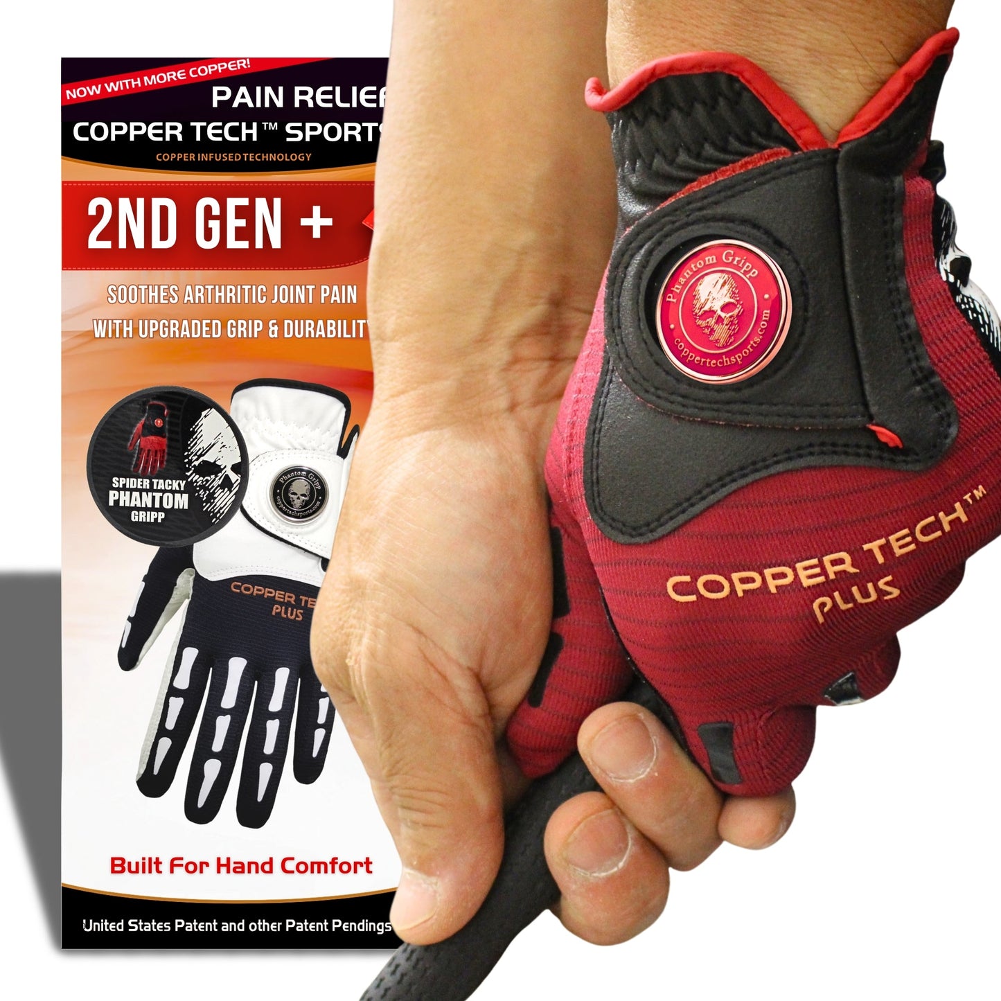 Copper Tech Plus Men's Golf Glove (Phantom Edition) Worn on Left or Right