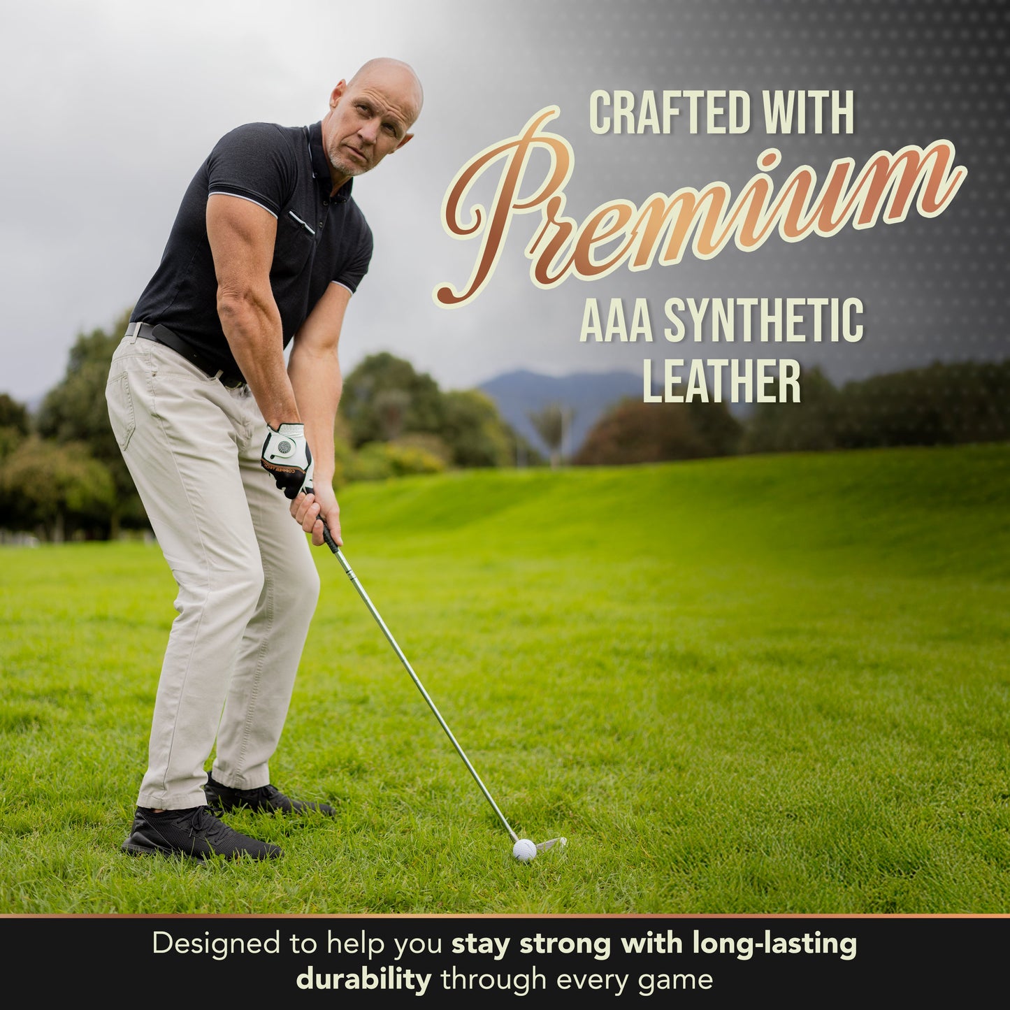 Copper Tech Men's Golf Gloves 2-Pack (White/Black, White/Royal Blue. Charcoal/Gray)