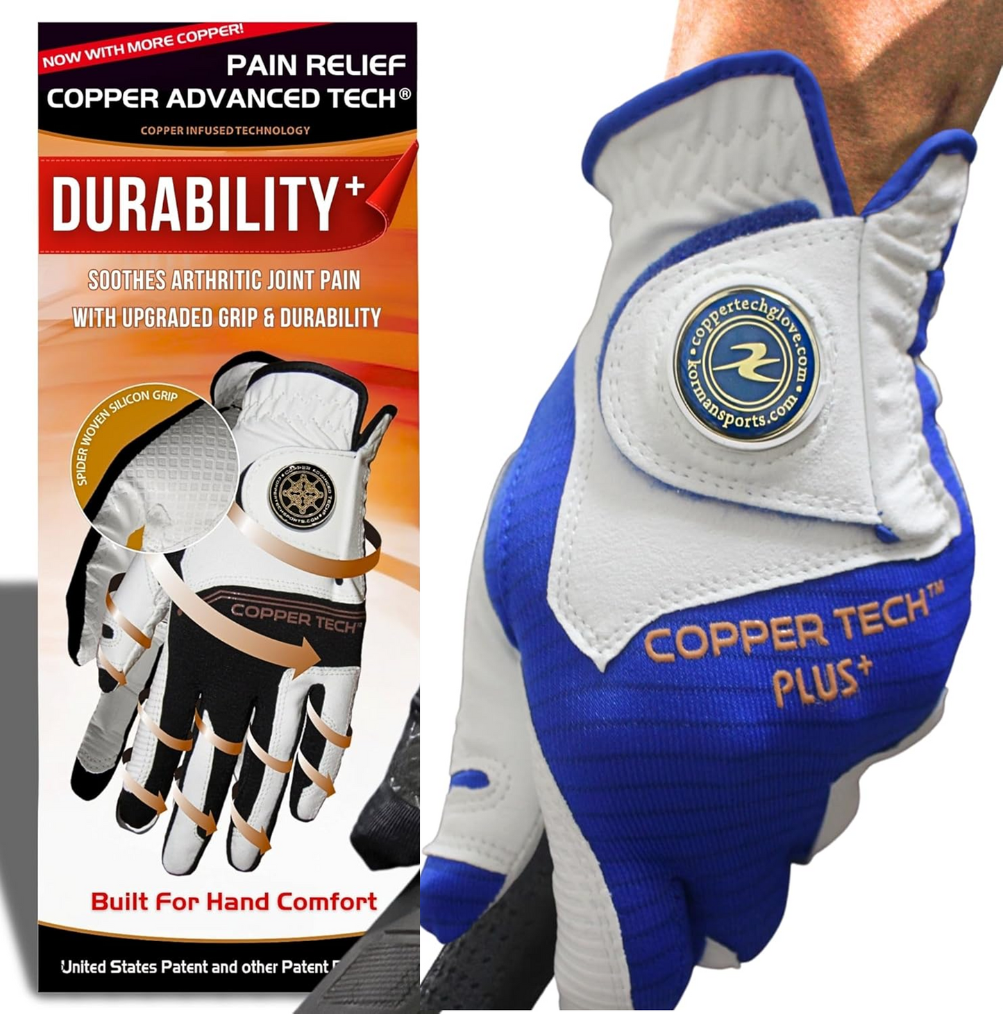 Copper Advanced Tech 2.0 Men's Golf Gloves [Worn on Left Hand]
